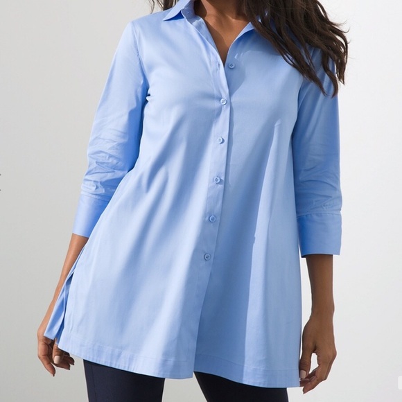Chico's Tops - Chicos poplin side slit shirt size 2= 12